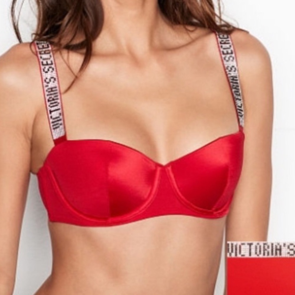 ⭐️ Host Pick ⭐️ Victoria’s Secret Red Balconette Shine Strap Bra